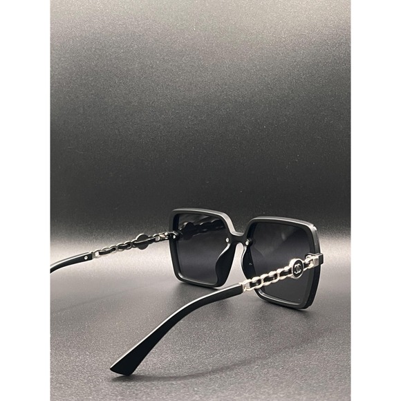 Chanel Womens Black Rimless Sunglasses Silver Chain Link Detail - Picture 5 of 10